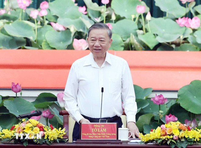 Tổng Bí thư Tô Lâm chủ trì buổi làm việc. (Ảnh: Thống Nhất/TTXVN).