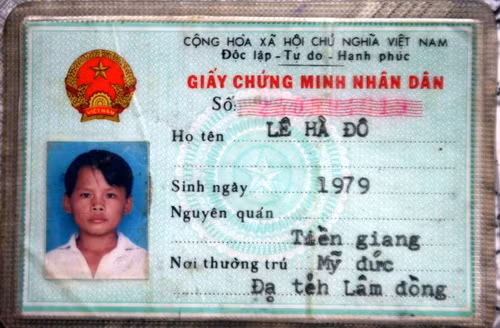 CMND của Lê Hà Đô. Ảnh: Lê Dung