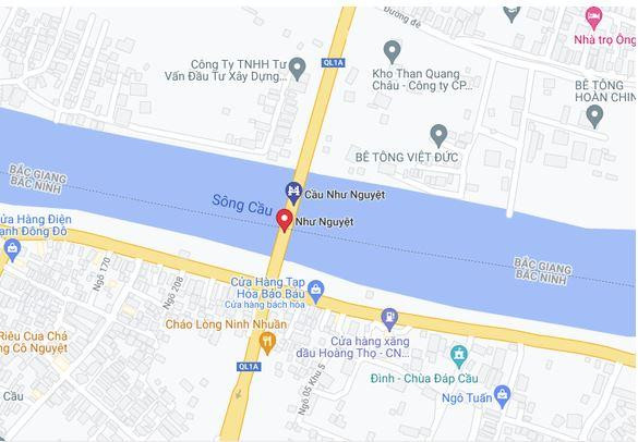 Vị trí cầu Như Nguyệt. Ảnh chụp bản đồ Google maps