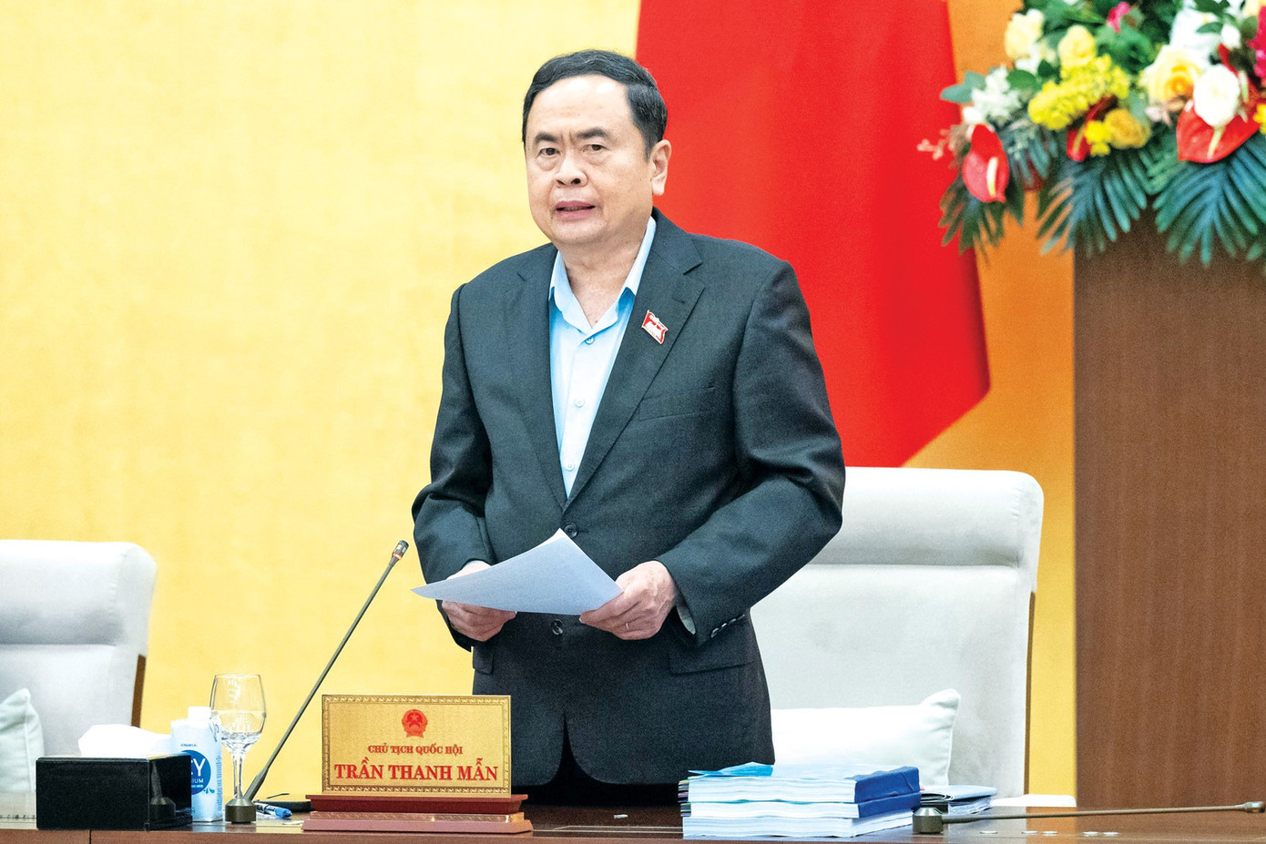 Chủ tịch Quốc hội Trần Thanh Mẫn phát biểu bế mạc. Ảnh: Hồ Long