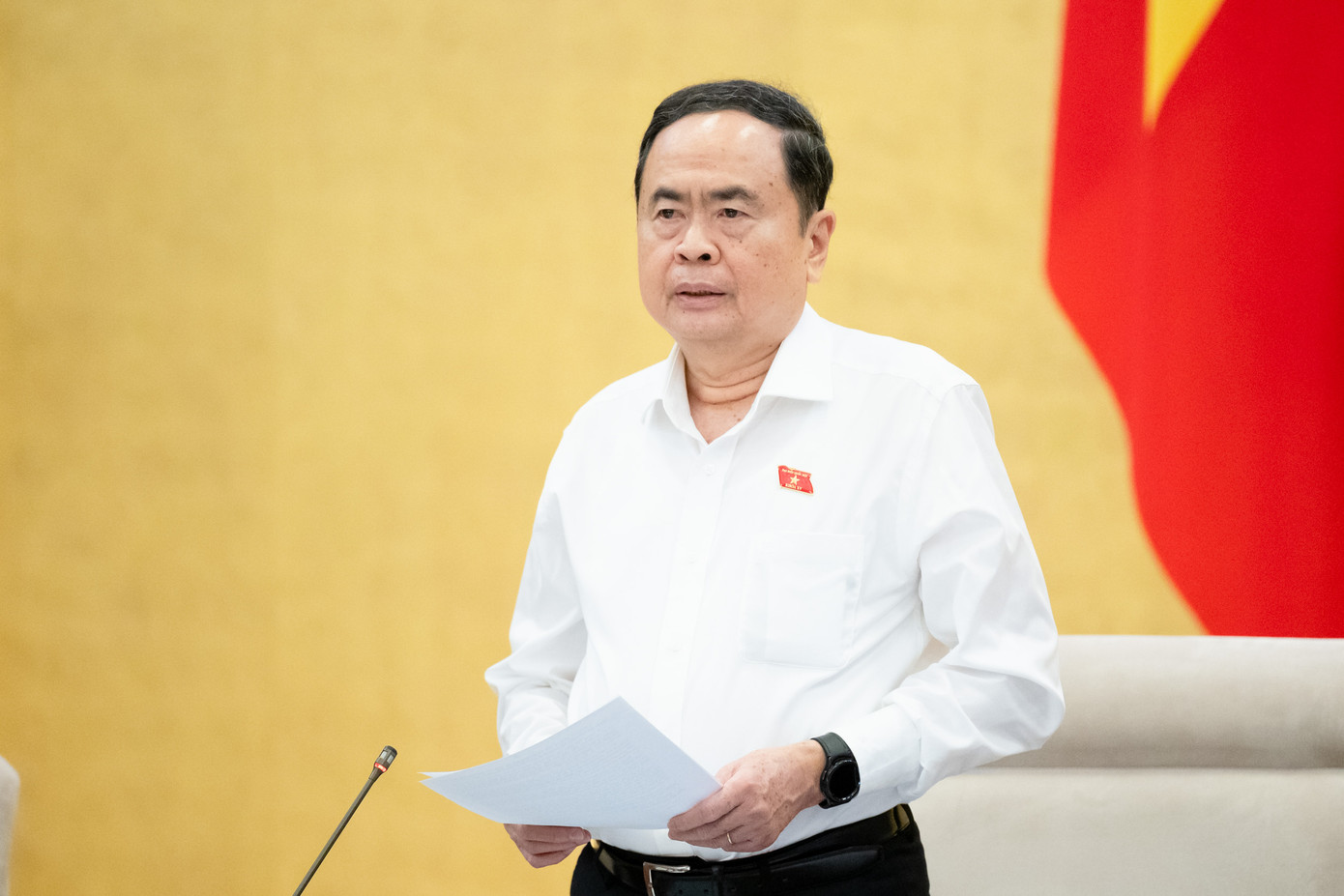 Chủ tịch Quốc hội Trần Thanh Mẫn phát biểu khai mạc phiên họp. Ảnh: QH. Chủ tịch Quốc hội Trần Thanh Mẫn phát biểu khai mạc phiên họp. Ảnh: QH.