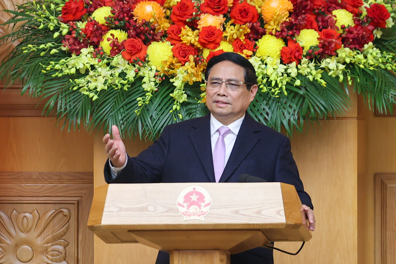 Thủ tướng Chính phủ Phạm Minh Chính phát biểu tại tọa đàm. Ảnh: Nhật Bắc Thủ tướng Chính phủ Phạm Minh Chính phát biểu tại tọa đàm. Ảnh: Nhật Bắc