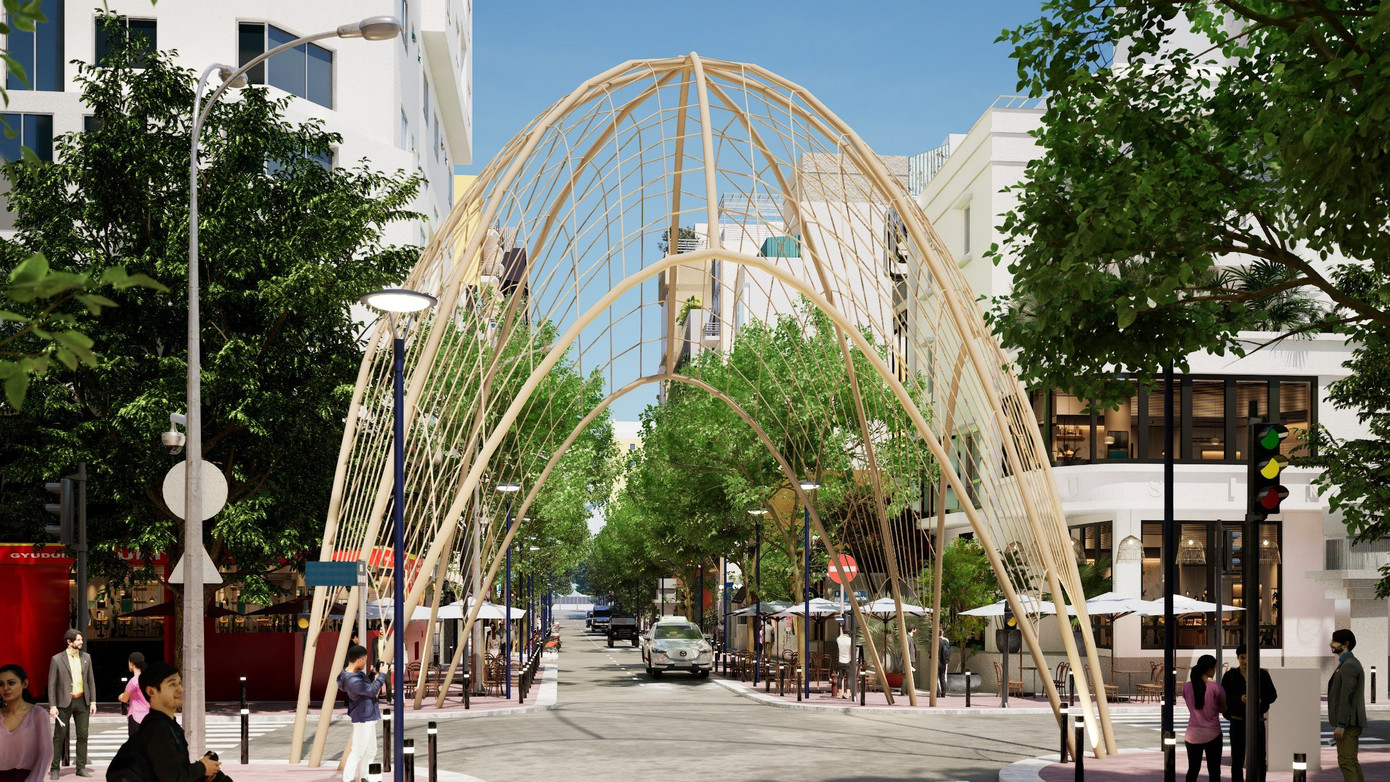 Theo đó, đường Thái Văn Lung (đoạn từ đường Lý Tự Trọng đến đường Nguyễn Siêu, quận 1) dài khoảng 400m, bề rộng mặt đường từ 7,7 - 9m; vỉa hè từ 3,7 - 3,8m sẽ được cải tạo. (Ảnh phối cảnh dự án: Sở GTVT TPHCM)