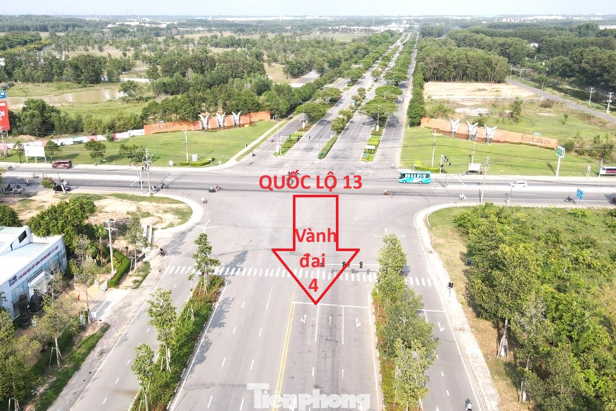 Vị trí đường Vành đai 4 TPHCM giao quốc lộ 13 trùng đường tạo lực đã được tỉnh Bình Dương đầu tư hoàn thiện.