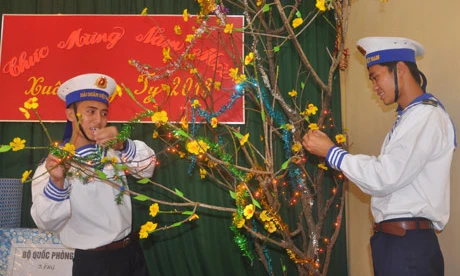 trang trí cành đào...