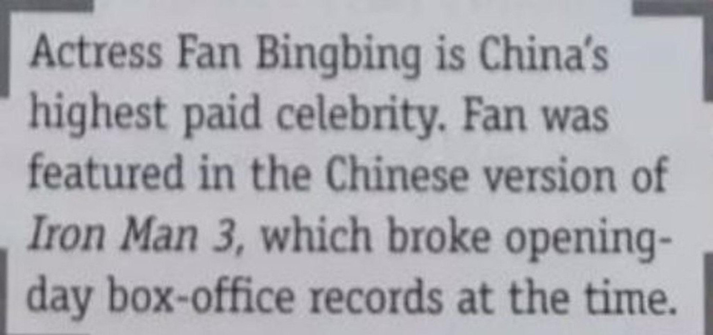Box thông tin mô tả Phạm Băng Băng là người nổi tiếng được trả lương cao nhất Trung Quốc. Ảnh: HK01. Box thông tin mô tả Phạm Băng Băng là người nổi tiếng được trả lương cao nhất Trung Quốc. Ảnh: HK01.