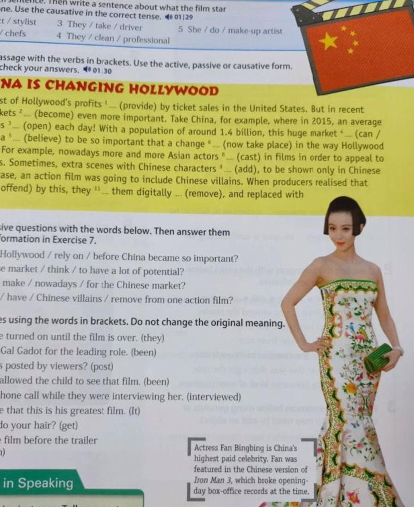 Phạm Băng Băng xuất hiện trong sách giáo khoa tiếng Anh của Tây Ban Nha. Ảnh: HK01. Phạm Băng Băng xuất hiện trong sách giáo khoa tiếng Anh của Tây Ban Nha. Ảnh: HK01.