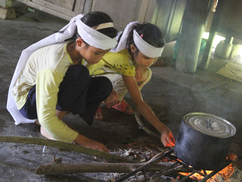 Bố mẹ mất, các anh đi làm thuê, hai đứa trẻ thơ dại đã phải lo việc nội trợ . Bố mẹ mất, các anh đi làm thuê, hai đứa trẻ thơ dại đã phải lo việc nội trợ