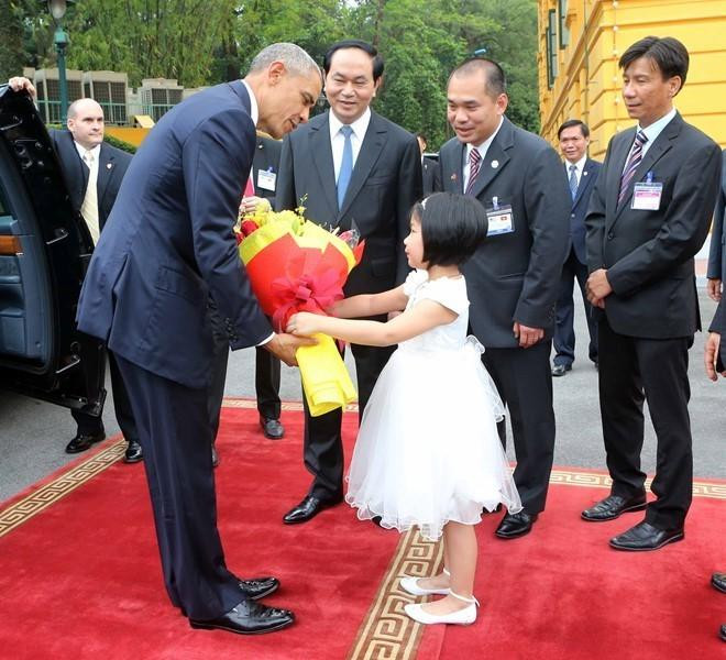 Tổng thống Mỹ Obama trong chuyến thăm Việt Nam. Ảnh: TTXVN