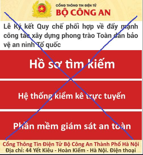 Giả mạo Cổng thông tin Bộ Công an