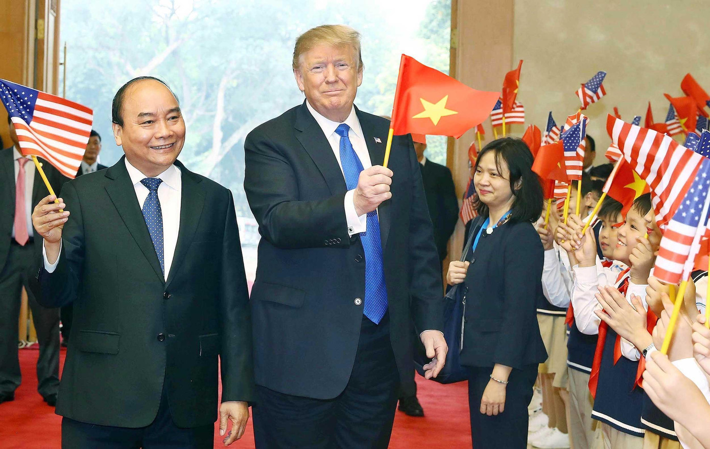 Thủ tướng Nguyễn Xuân Phúc và Tổng thống Mỹ Donal Trump tại trụ sở Chính phủ ngày 27/2/2019