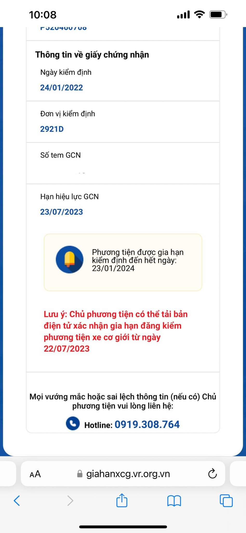 Một chủ xe tra cứu thành công việc giãn đăng kiểm. Một chủ xe tra cứu thành công việc giãn đăng kiểm.