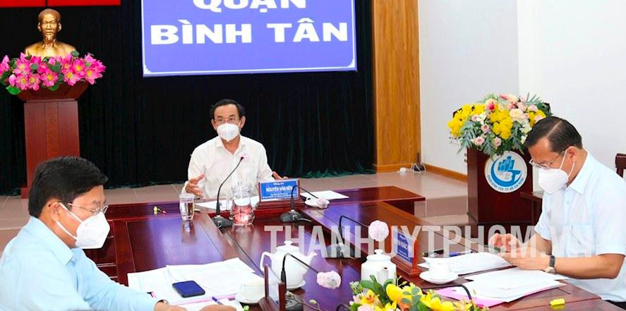 Bí thư Thành ủy TPHCM Nguyễn Văn Nên làm việc với lãnh đạo quận Bình Tân về công tác phòng chống dịch. Ảnh: Thành ủy TPHCM Bí thư Thành ủy TPHCM Nguyễn Văn Nên làm việc với lãnh đạo quận Bình Tân về công tác phòng chống dịch. Ảnh: Thành ủy TPHCM