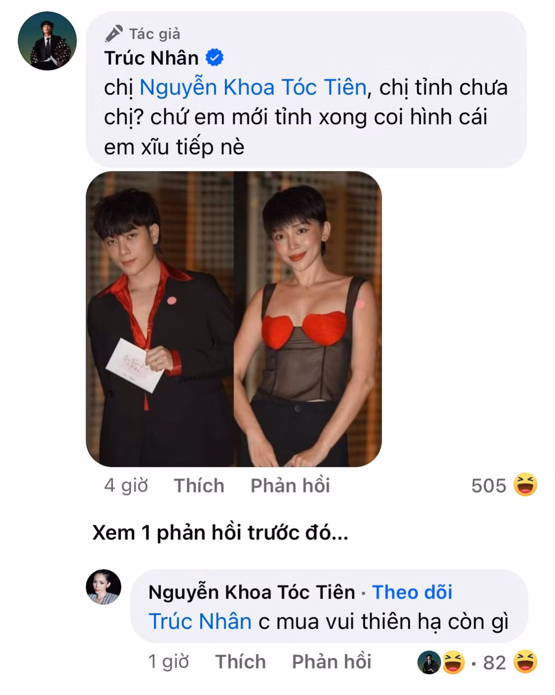Bức ảnh như "song sinh" được cộng đồng mạng đăng tải bỗng thành trò cười của Trúc Nhân.