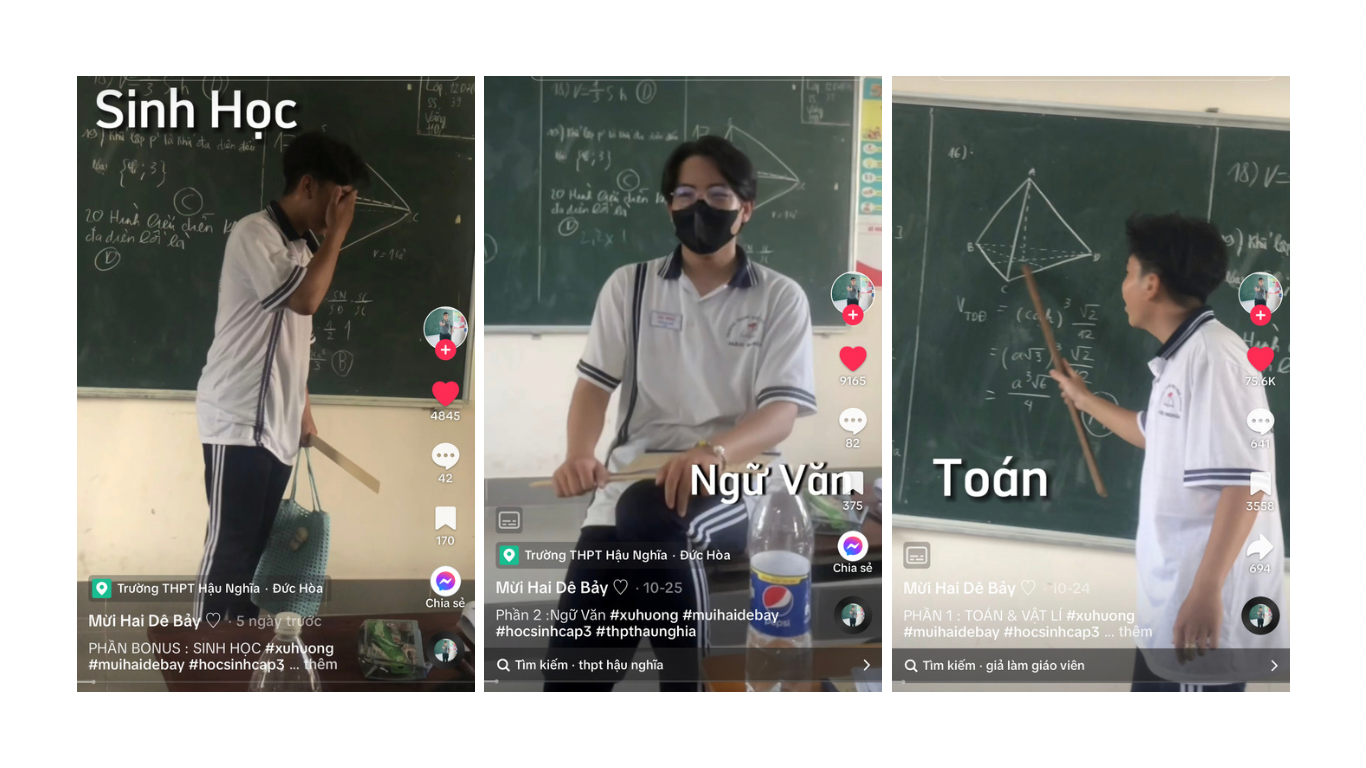 Netizen không thể nhịn cười trước độ tinh nghịch của các cậu học trò tuổi teen. Nguồn: @mihaidby (TikTok)