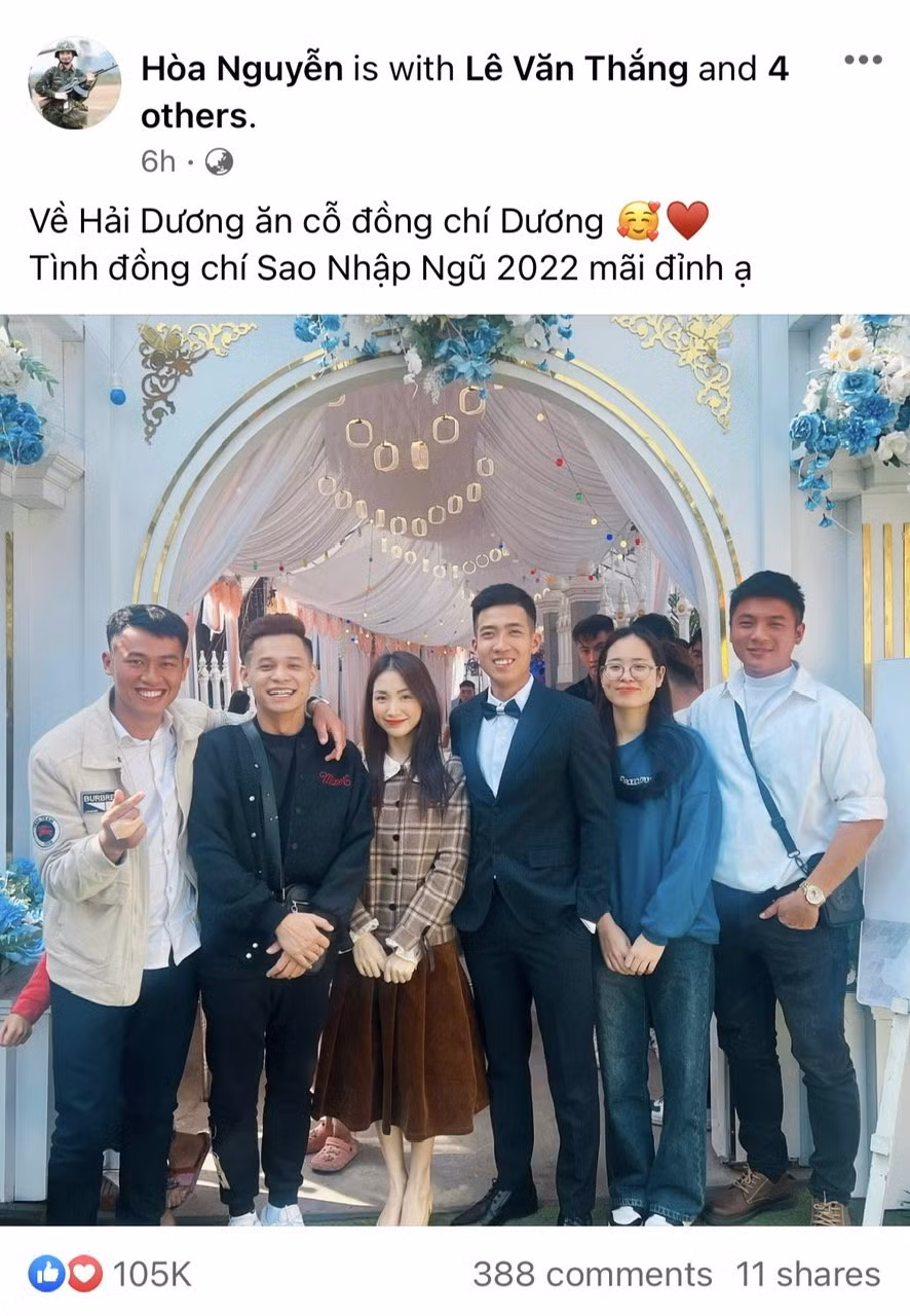 Độ Mixi và Hòa Minzy xuất hiện trong ngày cưới của một đồng chí thân thiết tại Sao Nhập Ngũ.