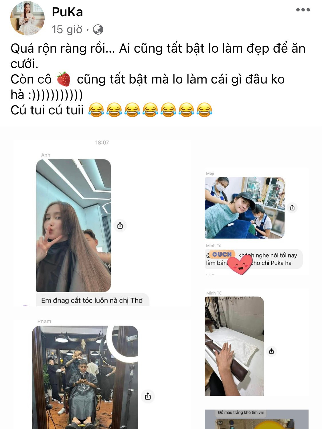 Puka lo lắng khi mọi người sửa soạn còn mình thì "lo làm cái gì đâu không biết". Puka lo lắng khi mọi người sửa soạn còn mình thì "lo làm cái gì đâu không biết".