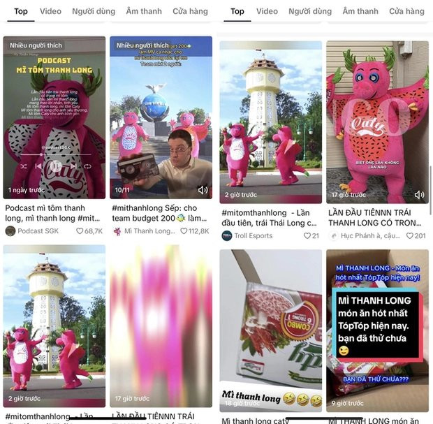 Thế lực hùng hậu của mì tôm thanh long bủa vây trên nền tảng TikTok. Ảnh: Internet Thế lực hùng hậu của mì tôm thanh long bủa vây trên nền tảng TikTok. Ảnh: Internet