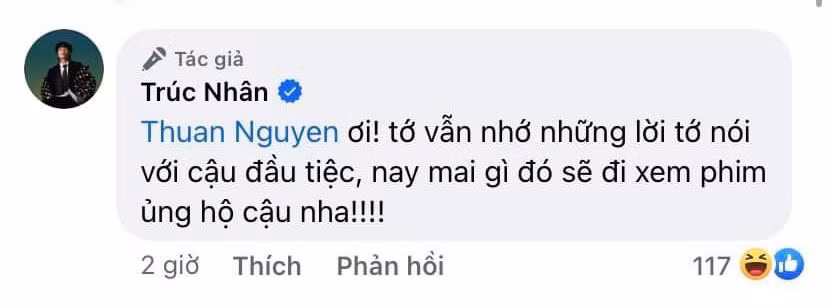 Tuy say nhưng nam ca sĩ vẫn uy tín nhớ về lời hứa hẹn với Thuận Nguyễn.