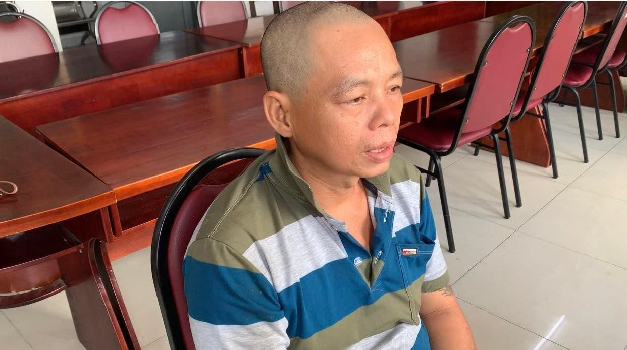 Nghi phạm Trần Quốc Đại tại cơ quan công an.