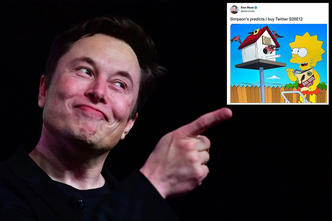 Elon Musk ghi nhận The Simpsons đoán trước được về thương vụ mua lại Twitter. Ảnh: Twitter.