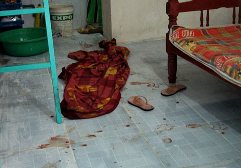 Hiện trường phòng trọ số 7 nơi xảy ra án mạng. Ảnh: Nguyệt Triều.