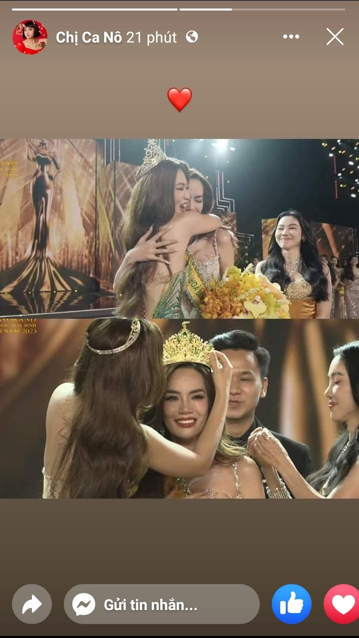Chị Ca Nô - Lê Nhân bày tỏ sự yêu thích dành cho tân Miss Grand Vietnam 2023.