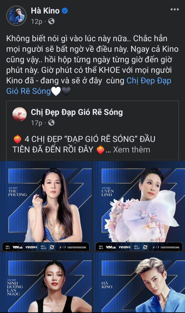 Hà Kino nhanh chóng chia sẻ cảm xúc trên trang cá nhân sau khi được chương trình công bố. Hà Kino nhanh chóng chia sẻ cảm xúc trên trang cá nhân sau khi được chương trình công bố.