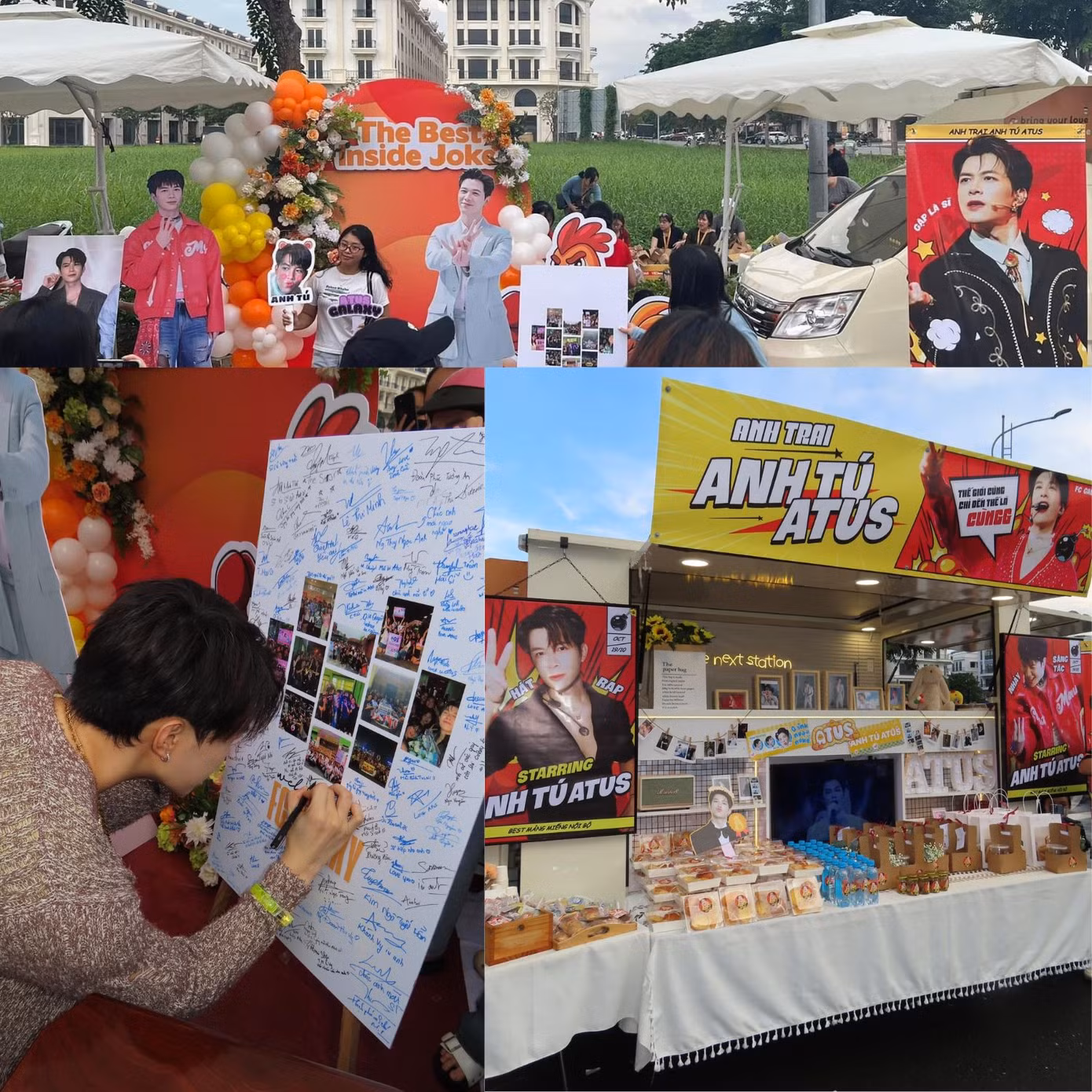 FC Anh Tú Atus còn chuẩn bị bảng ký tên cho fan và nghệ sĩ. Ảnh: @supportatus