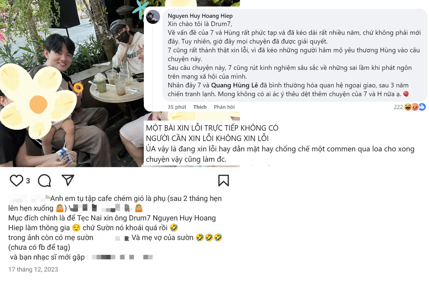 Bức ảnh được cộng đồng mạng cho rằng Quang Hùng và Drum7 đã gặp nhau cuối năm 2023.