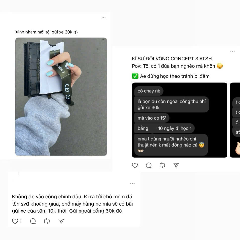 Tuy nhiên, khán giả cũng cho biết "kiếp nạn" không nằm ở Ban tổ chức mà ở sự "chặt chém" của các bãi giữ xe gần đó.