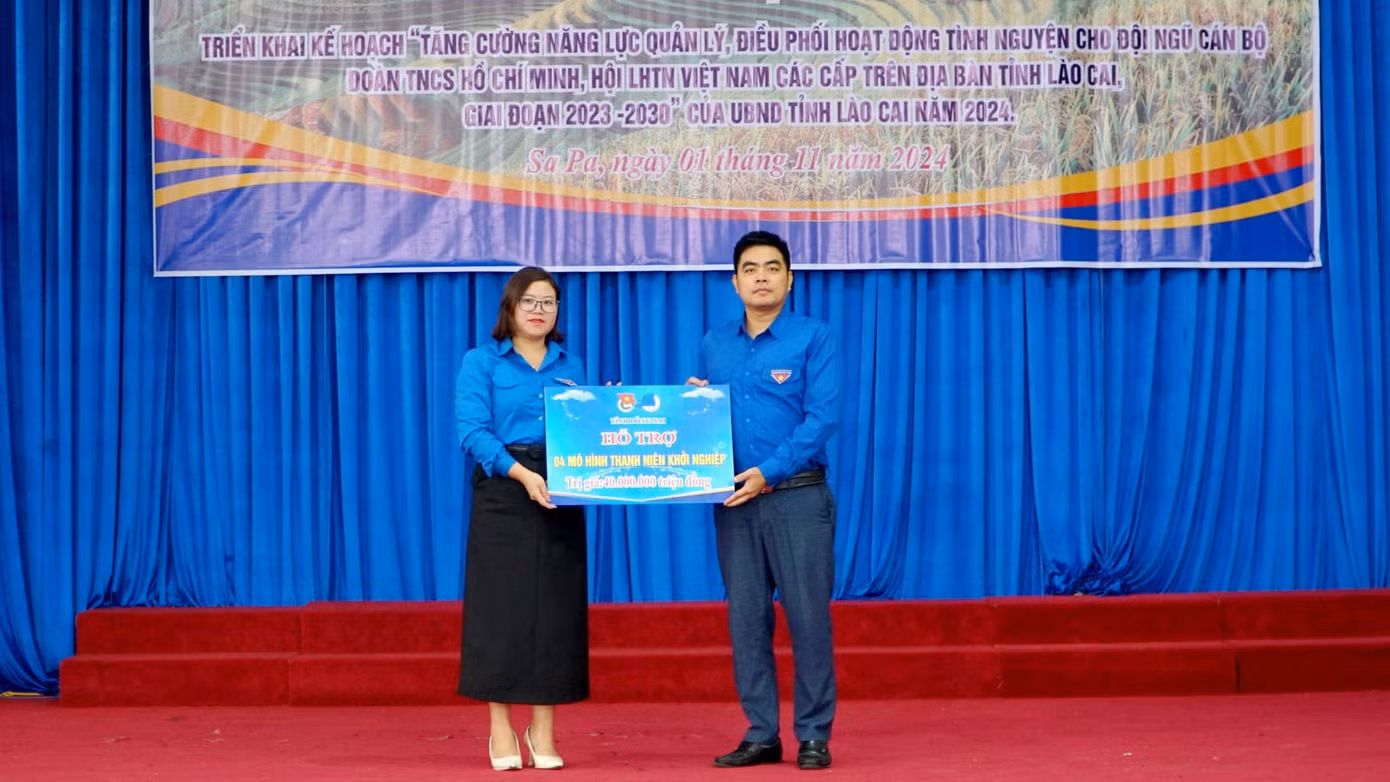 Tỉnh đoàn - Hội LHTN Việt Nam tỉnh còn hỗ trợ kinh phí khắc phục hậu quả cơn bão số 3 để tổ chức 04 mô hình thanh niên phát triển kinh tế trên địa bàn thị xã. Ảnh: Báo Lào Cai