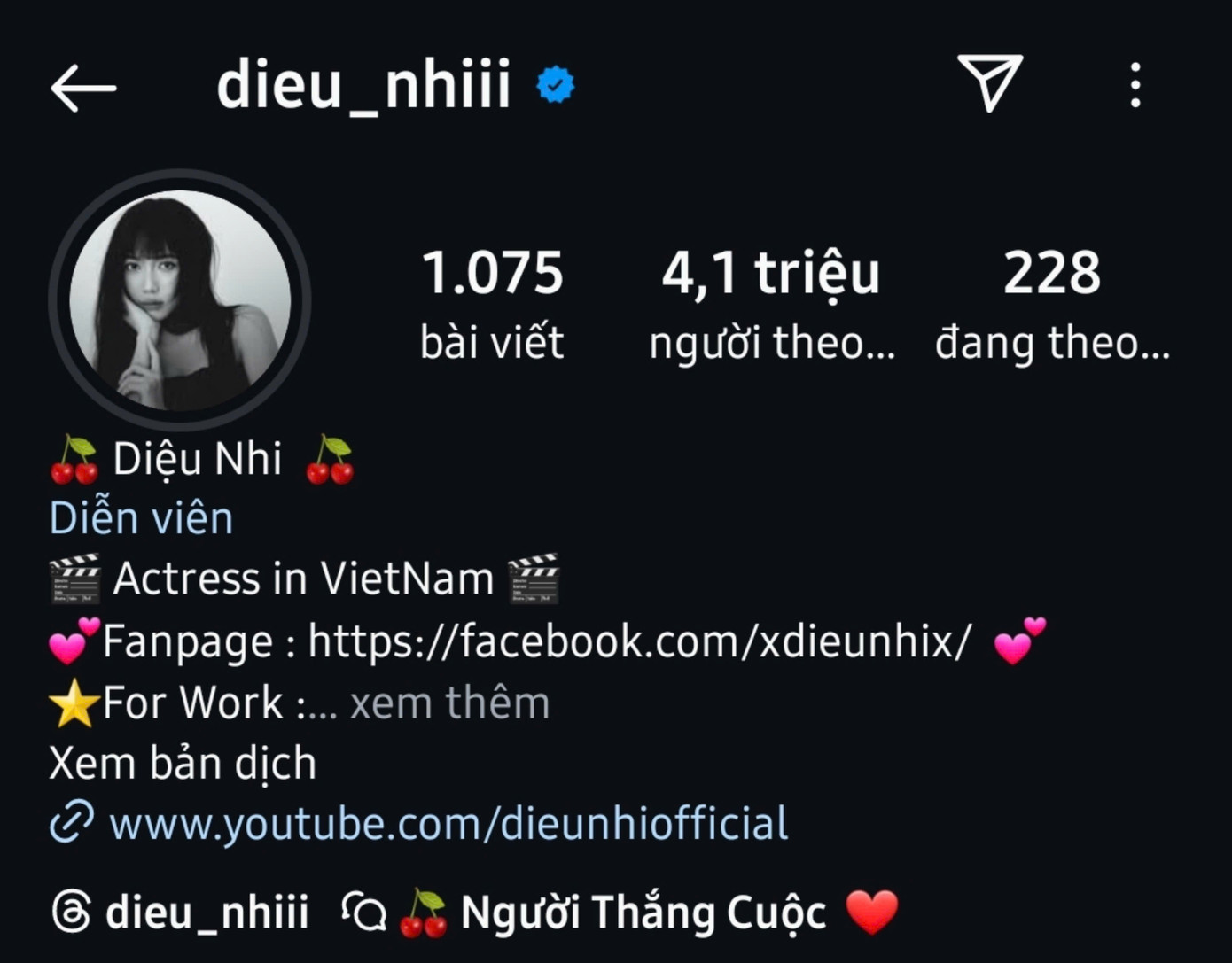 Diệu Nhi "ngạo nghễ" với danh xưng "Người Thắng Cuộc" sau khi Anh Tú Atus cosplay thành phát ngôn viên Baek Sa Eon. Ảnh: IGNV