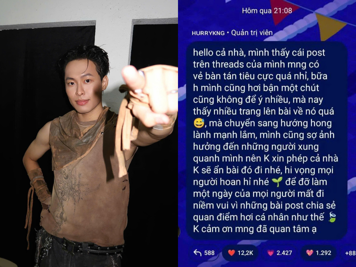 HURRYKNG nhanh chóng bắt được tín hiệu của "tâm bão", xóa bài và lên tiếng đính chính. HURRYKNG nhanh chóng bắt được tín hiệu của "tâm bão", xóa bài và lên tiếng đính chính.