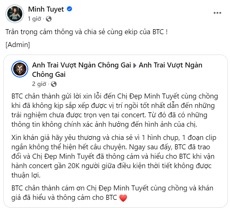 Minh Tuyết và BTC cùng lên tiếng về đoạn clip bỏ về gây bàn tán.