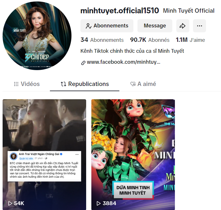 Minh Tuyết đăng lại bài viết giải thích về sự cố hôm qua tại concert.