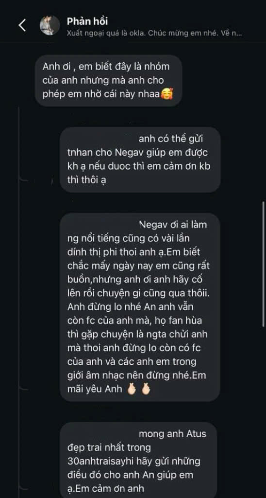 Anh Tú Atus bị fan Negav &quot;nhờ&quot; gửi tin nhắn đến idol.