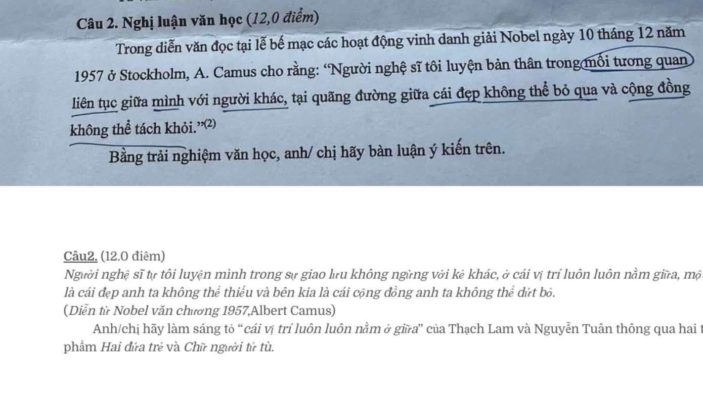 Ngữ liệu phần Nghị luận văn học đề thi HSG Quốc Gia 2024 - 2025 môn Ngữ văn đã từng được xuất hiện trong đề thi nguồn kỳ thi Duyên hải Bắc Bộ do trường THPT chuyên Lê Thánh Tông (Quảng Nam) biên soạn. Nguồn: Internet