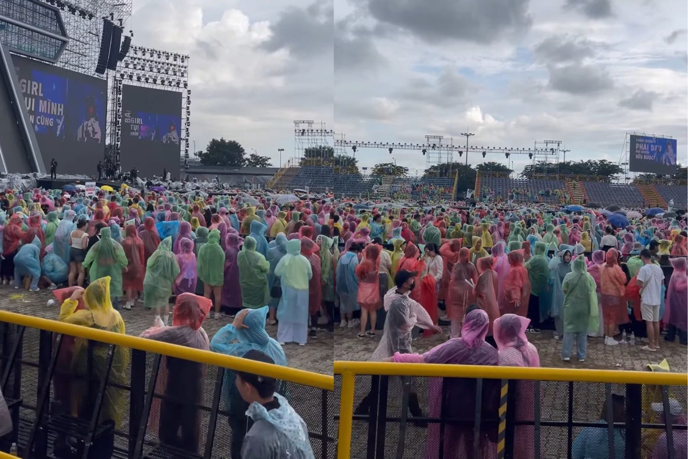 Trước giờ diễn ra thảm đỏ, thời tiết bất ngờ có mưa lớn.