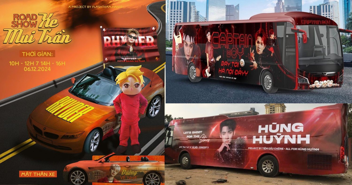 Dự án chạy xe buýt, xe mui trần vào ngày 6/12 được fan chuẩn bị cho Captain Boy, Hùng Huỳnh, RHYDER.
