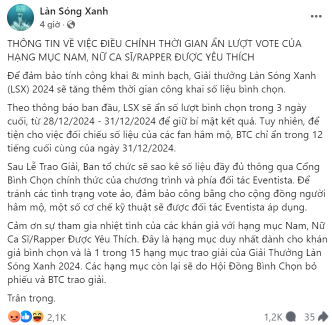 Hạng mục Nam, nữ ca sĩ/ rapper được yêu thích nhất gặp "sóng gió" vì số lượt vote, khán giả lo lắng hình ảnh của nghệ sĩ sẽ bị ảnh hưởng. Hạng mục Nam, nữ ca sĩ/ rapper được yêu thích nhất gặp "sóng gió" vì số lượt vote, khán giả lo lắng hình ảnh của nghệ sĩ sẽ bị ảnh hưởng.