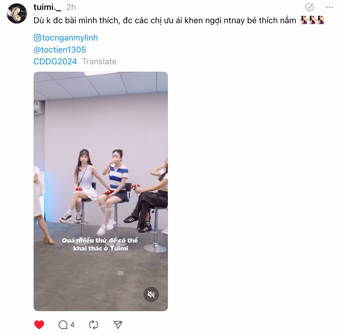 Tuimi tỏ ra thích thú khi nhận được những lời khen "có cánh" từ tiền bối.