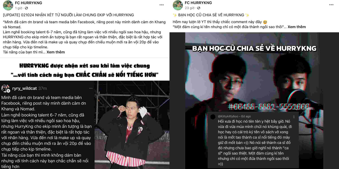 FC HURRYKNG chỉ tập trung nói về nhân cách tốt của nam rapper. FC HURRYKNG chỉ tập trung nói về nhân cách tốt của nam rapper.