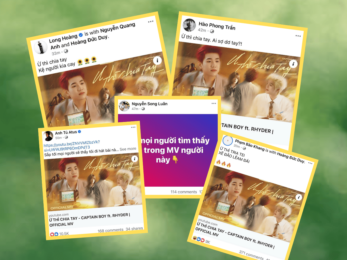 Anh Tú Atus, Song Luân, Nicky, Ali Hoàng Dương,... cũng đăng bài chúc mừng em út ra MV mới. Anh Tú Atus, Song Luân, Nicky, Ali Hoàng Dương,... cũng đăng bài chúc mừng em út ra MV mới.