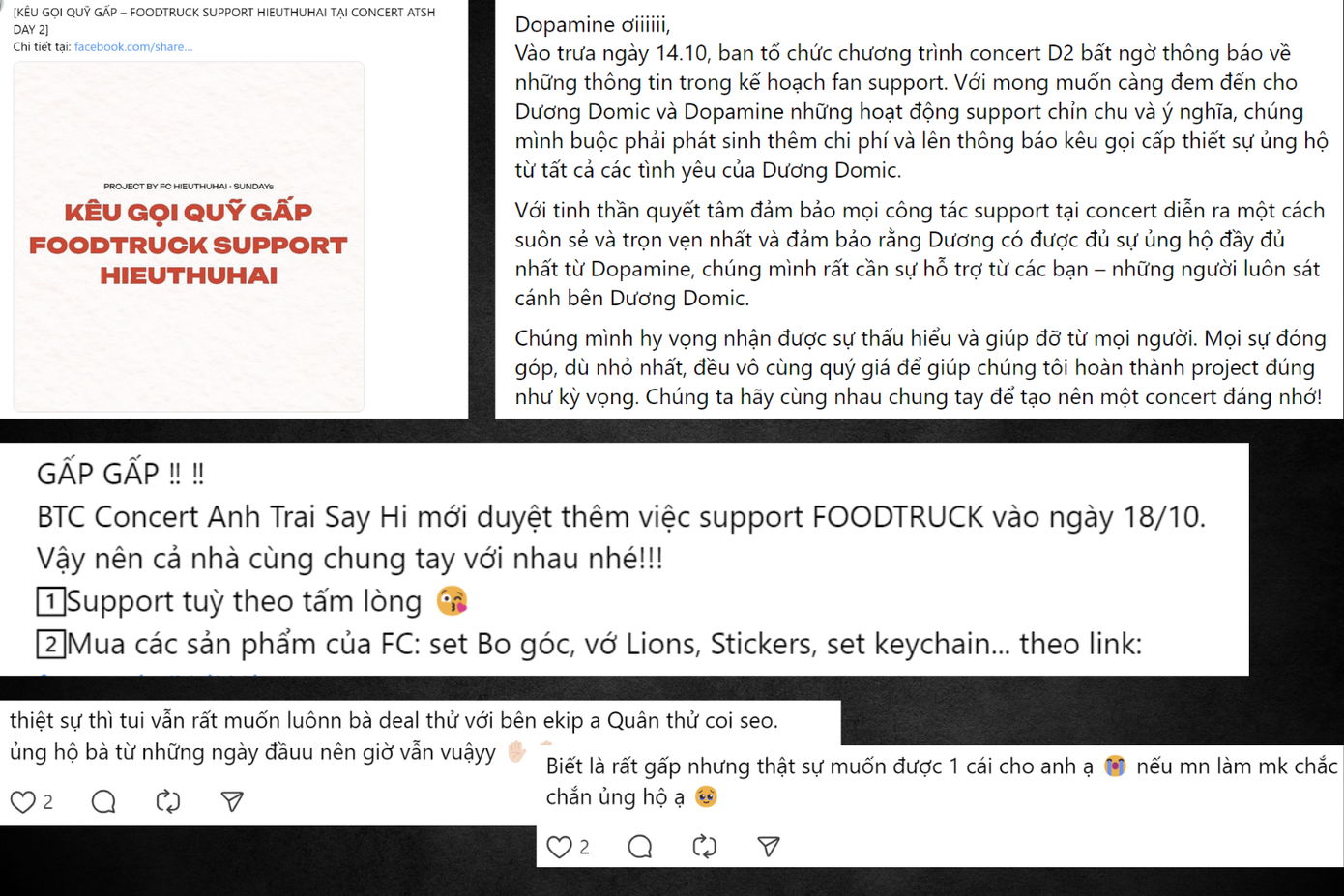 Dù gấp gáp, nhưng các fan vẫn ủng hộ để các "anh trai" sở hữu những chiếc food truck tốt nhất. Dù gấp gáp, nhưng các fan vẫn ủng hộ để các "anh trai" sở hữu những chiếc food truck tốt nhất.