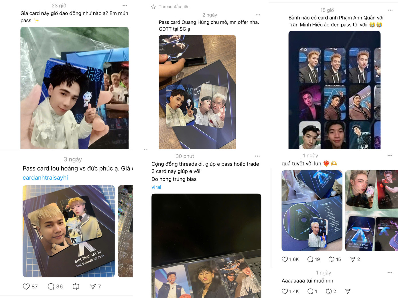 Hiện tượng những tấm card bo góc của 30 Anh Trai được rao bán trên Threads. Hiện tượng những tấm card bo góc của 30 Anh Trai được rao bán trên Threads.