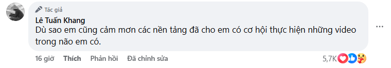 Anh chàng cũng không quên cảm ơn "những nền tảng" đã hỗ trợ để anh có nơi "tỏa sáng". Anh chàng cũng không quên cảm ơn "những nền tảng" đã hỗ trợ để anh có nơi "tỏa sáng".