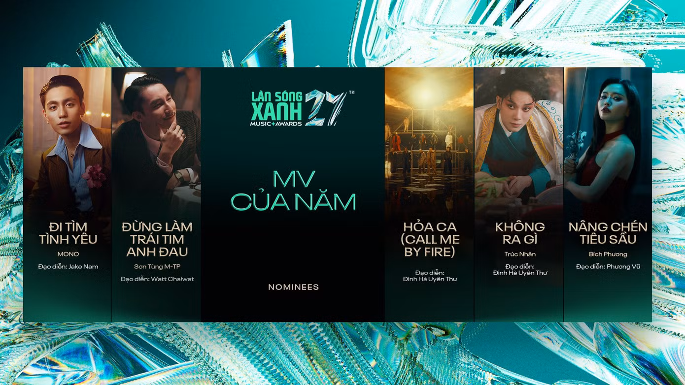Sơn Tùng M-TP và MONO cùng xuất hiện trong đề cử MV của năm, đối đầu cùng 33 "anh tài", Trúc Nhân và Bích Phương.