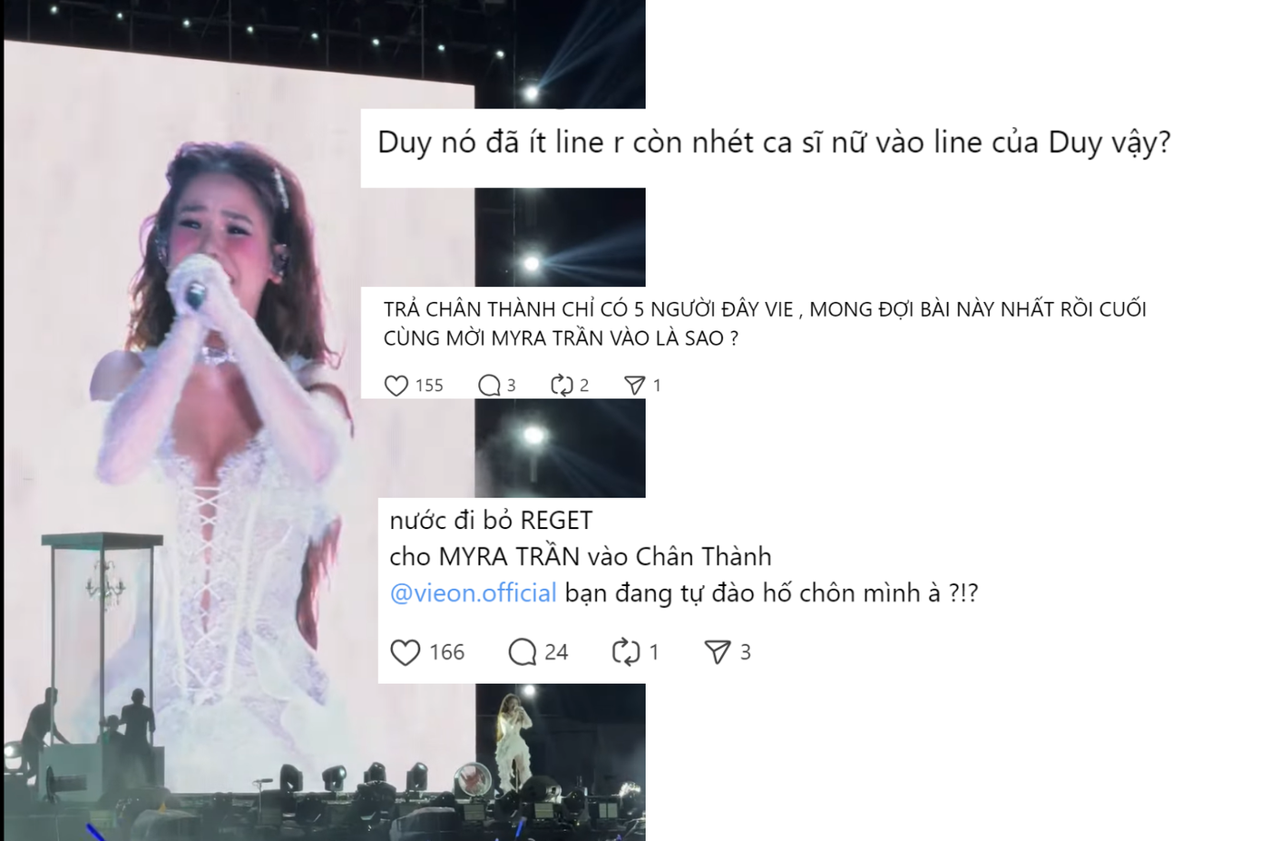 Nhiều ý kiến trái chiều nổ ra trên mạng xã hội xoay quanh sự xuất hiện của Myra Trần.