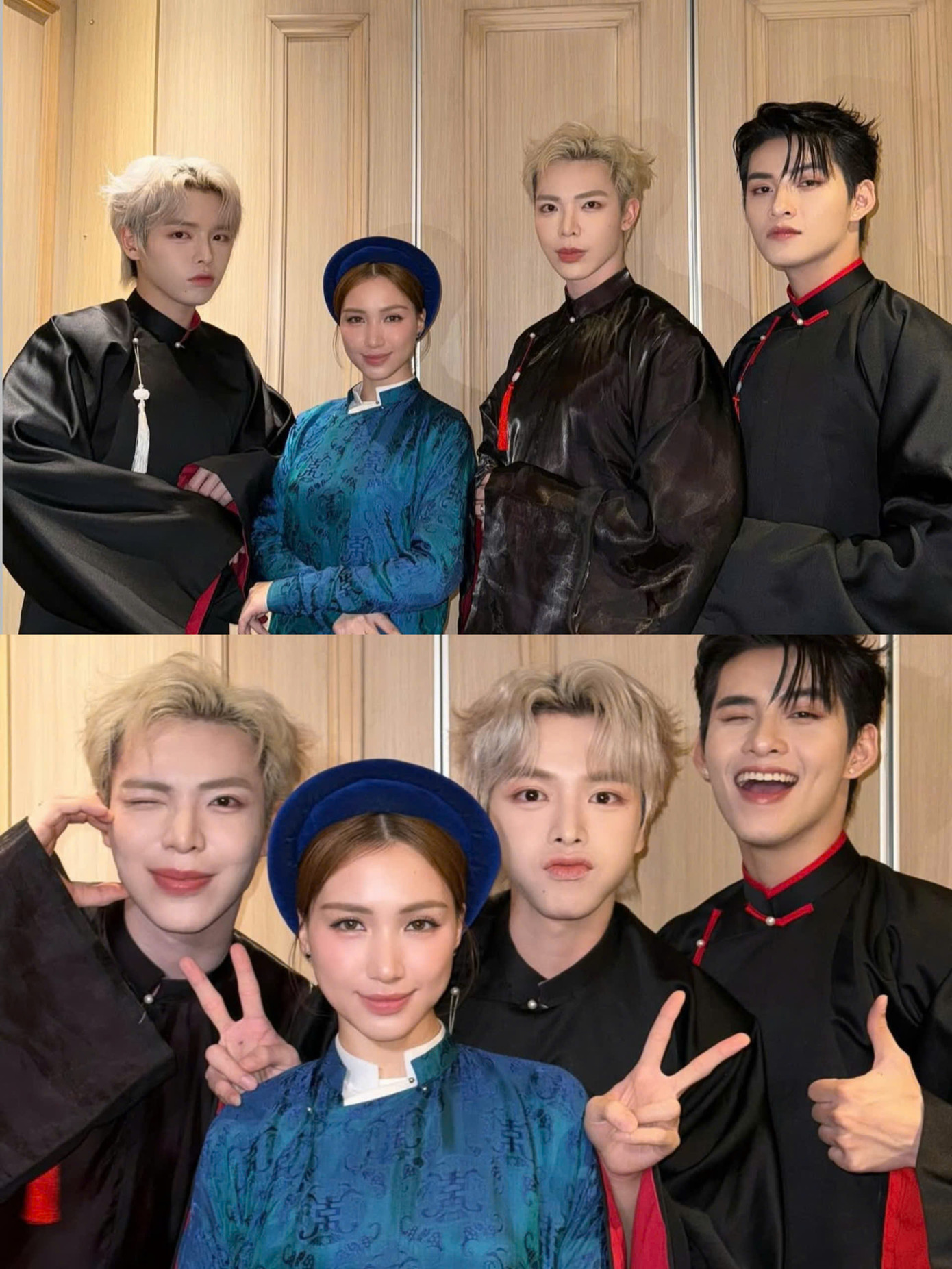 Trong suốt sự kiện, từ lúc chụp ảnh thảm đỏ đến buổi công chiếu, Hùng Huỳnh luôn sát cánh bên bộ ba Hoa Dâm Bụt.